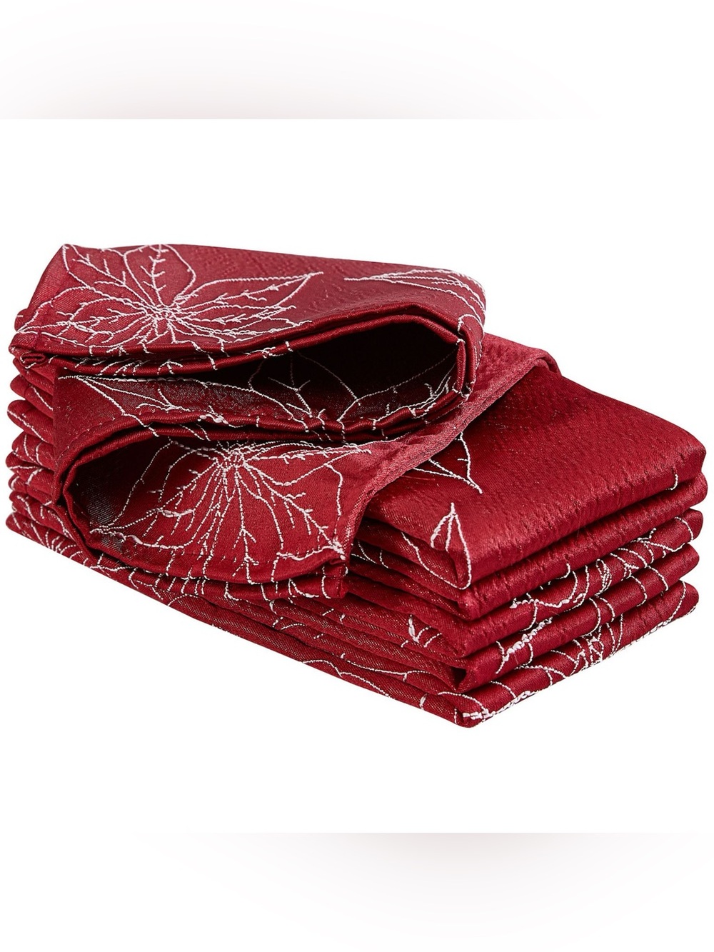 Laura Ashley Red Embroidered Leaf Table Napkins Set of 6